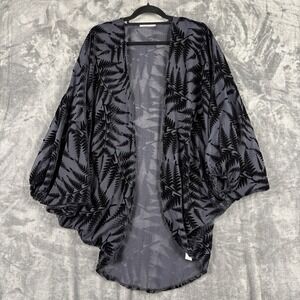 Anthropologie Floreat Kimono OS Blue Burnout Velvet Fern Sheer‎ Festival Whimsy